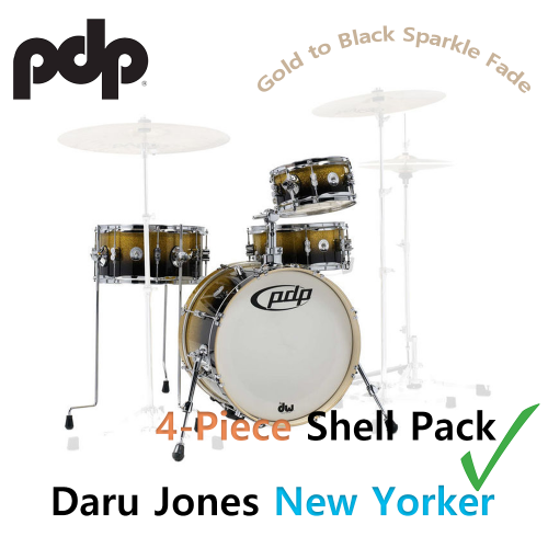 PDP 다루 존스 뉴요커 4기통 쉘팩 골드 투 블랙 스파클 페이드 대신악기